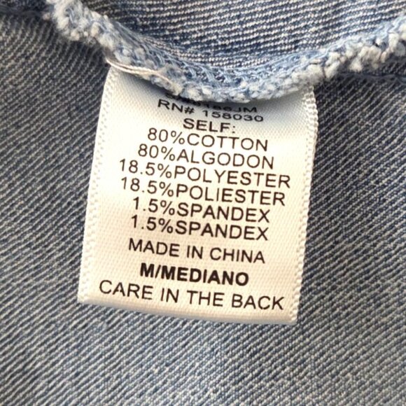 Love Tree Womens Medium Cropped Denim Jacket With Button Front & Pockets Med - Picture 9 of 9